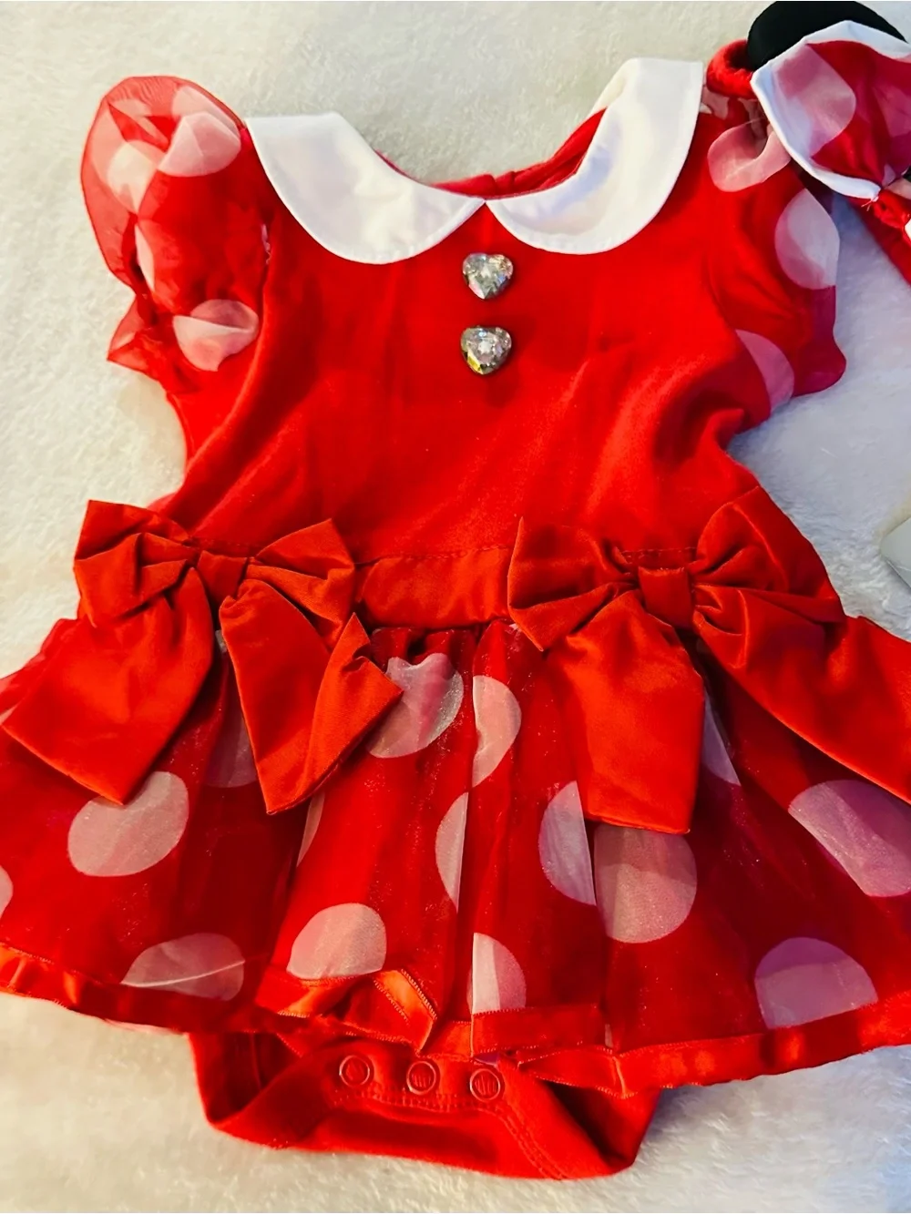 Disney Red and White Polka Dot Minnie Dress Romper